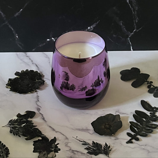 Black Currant & Jasmine- Stemless Wine Glass 9.5 oz Candle (Purple)