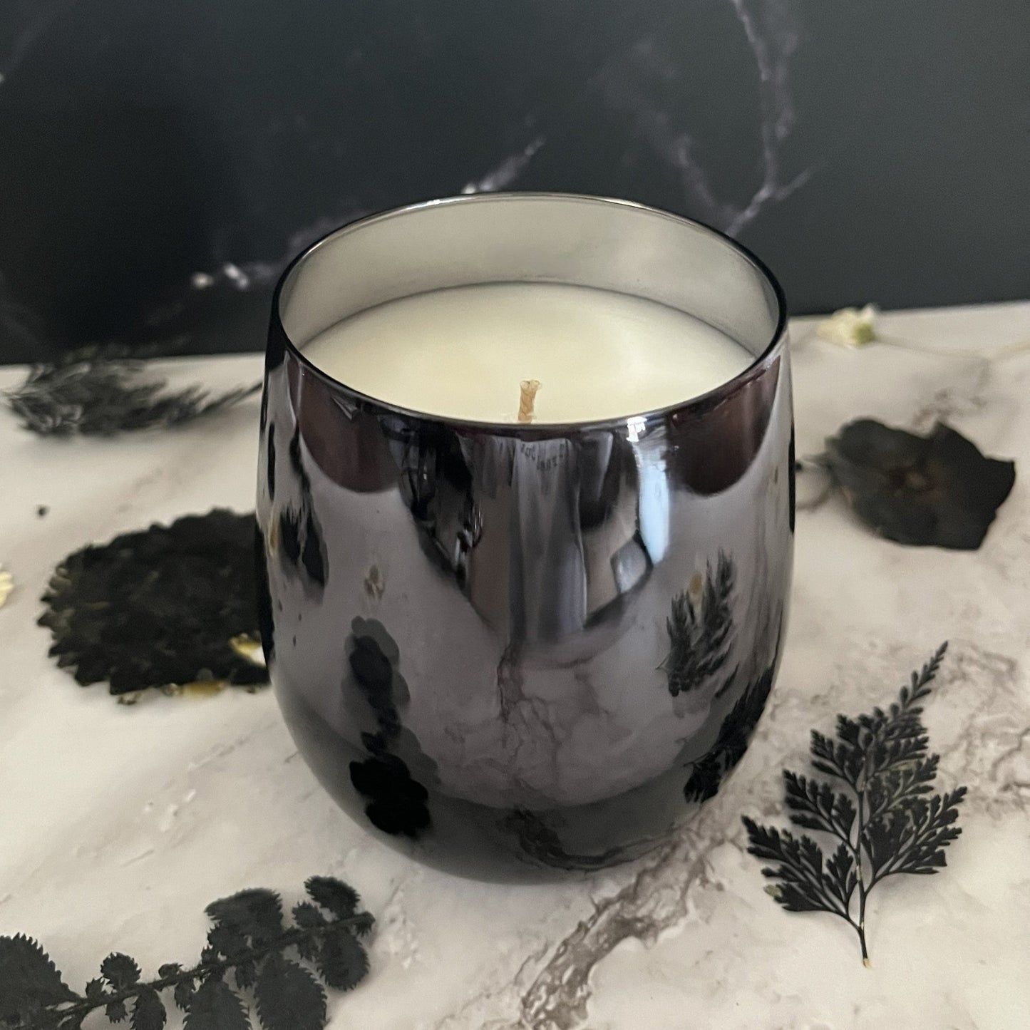 Black Cherry Merlot- Stemless Wine Glass 9.5 oz Candle (Black)