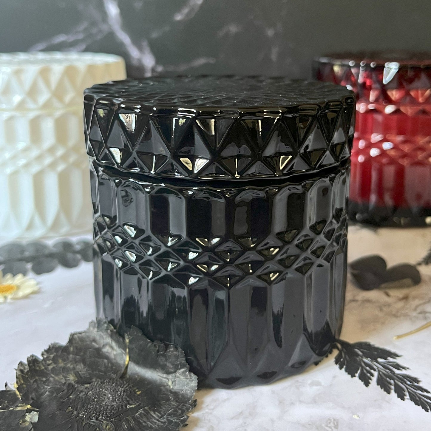 Sunkissed Plum & Amber- Retro Glass 7 oz Candle (Black)