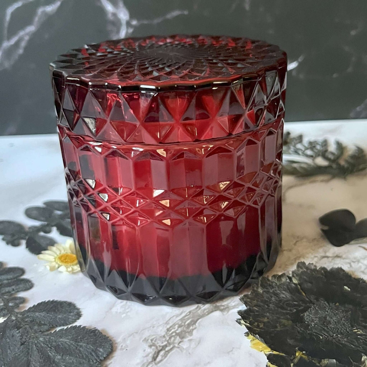 Black Cherry Merlot- Retro Glass 7 oz Candle (Red)