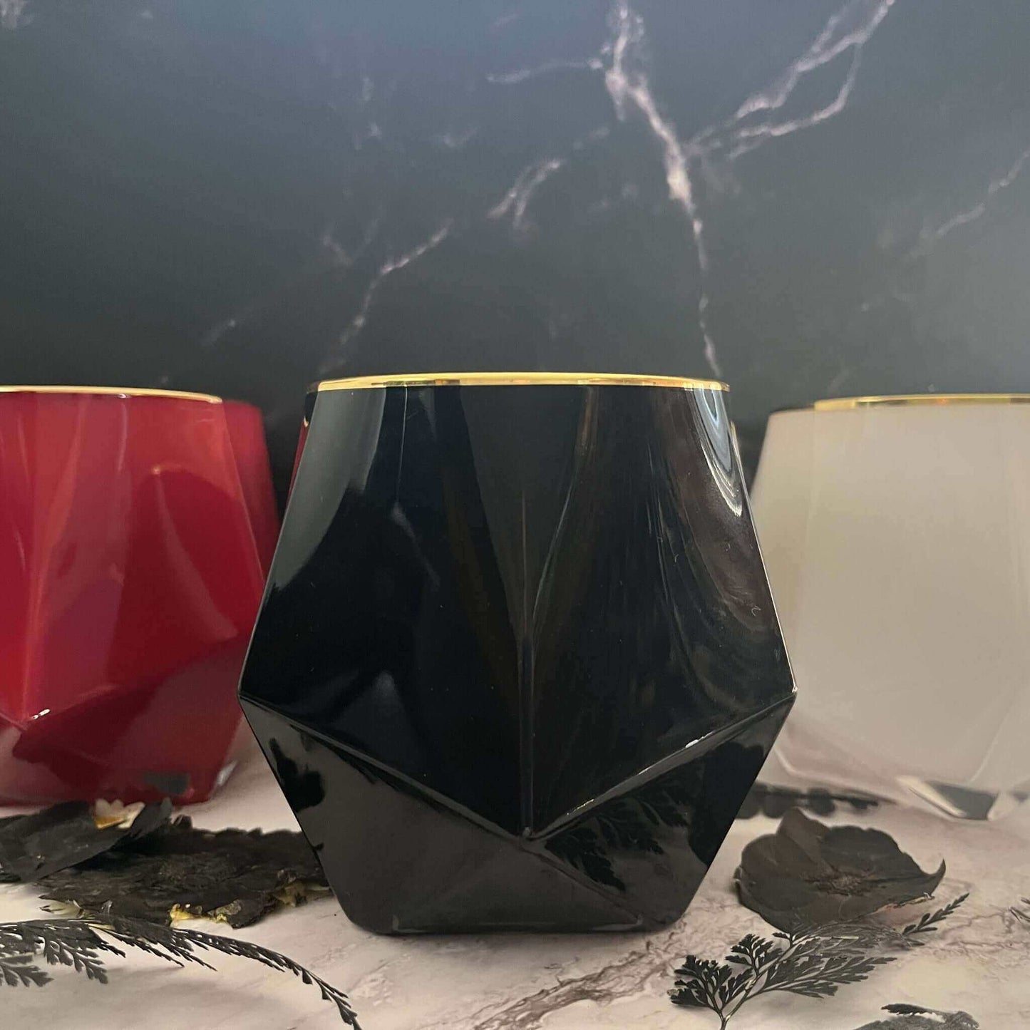 Black Cherry Merlot- Chic Hexagon 14.75 oz Candle (Black)