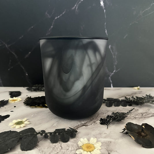 Moonflower Essence- Frosted Swirl Tumbler 10.5 oz Candle (Black / White)