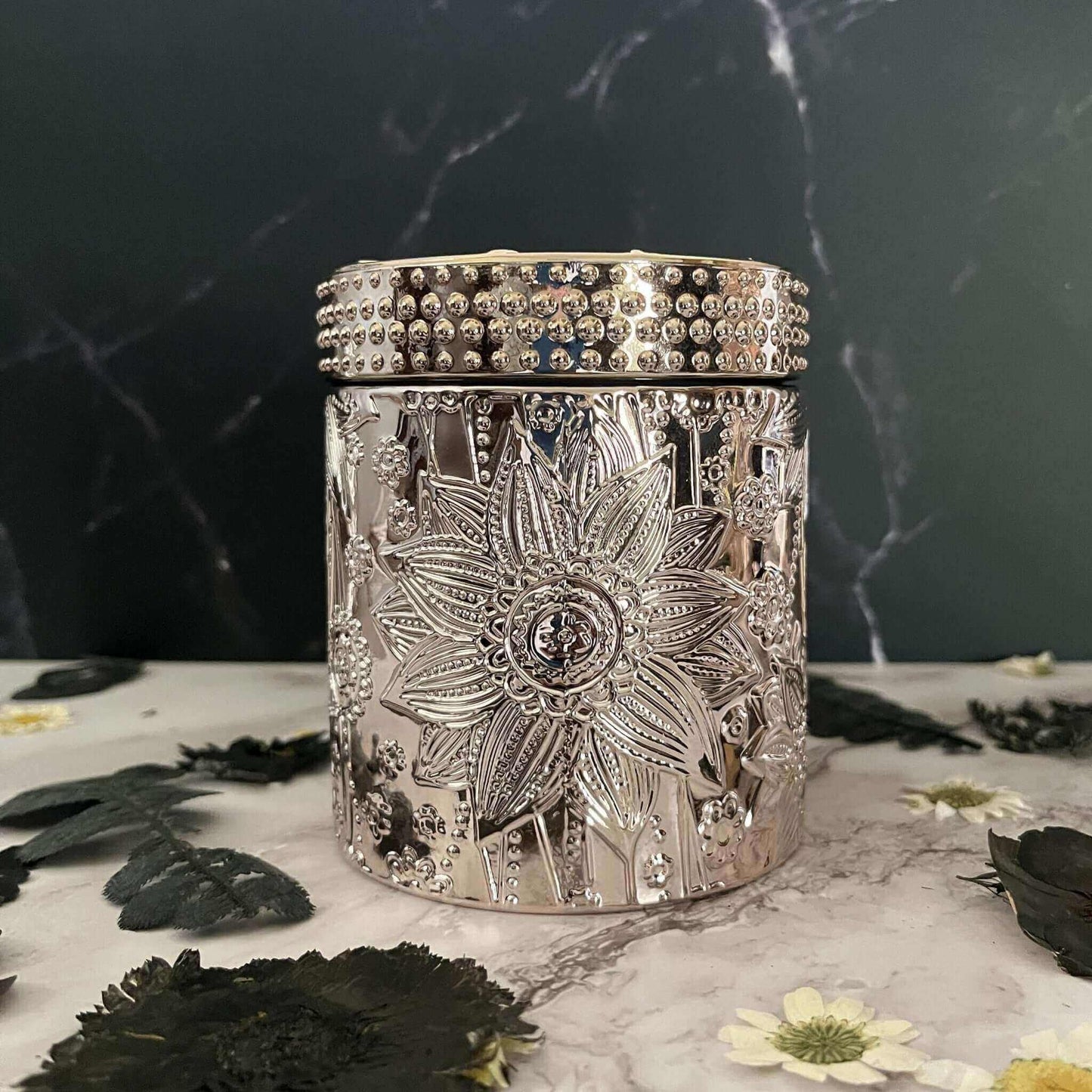 Sunrise Tea- Lotus Glass 9.5 oz Candle (Rose Gold)