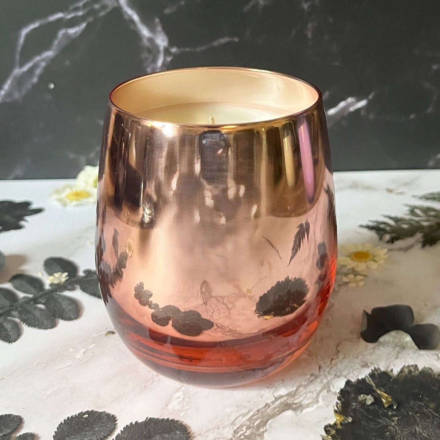 Stemless Wine Glass 9.5 oz Candle (Rose Gold)