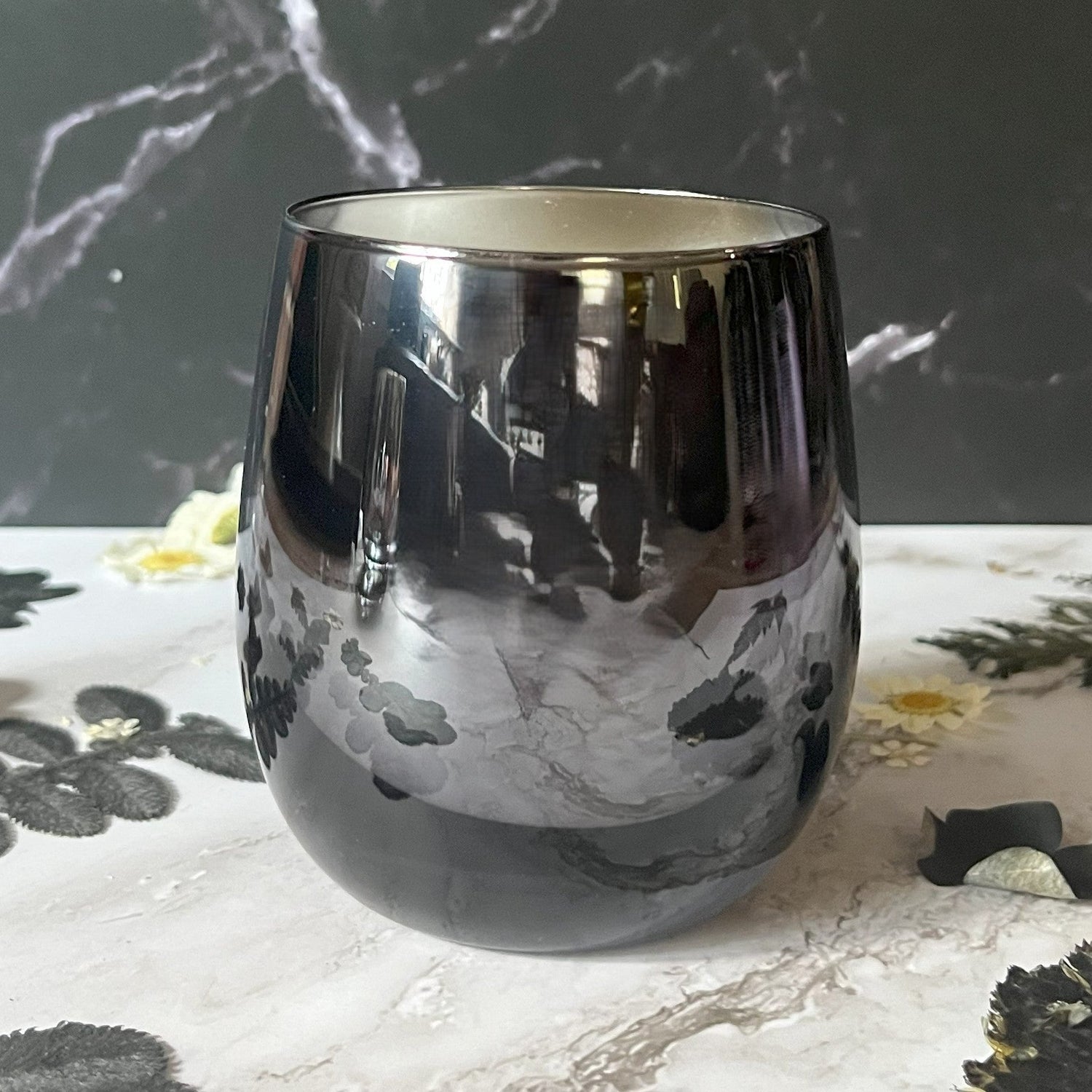 Stemless Wine Glass 9.5 oz Candle (Black)