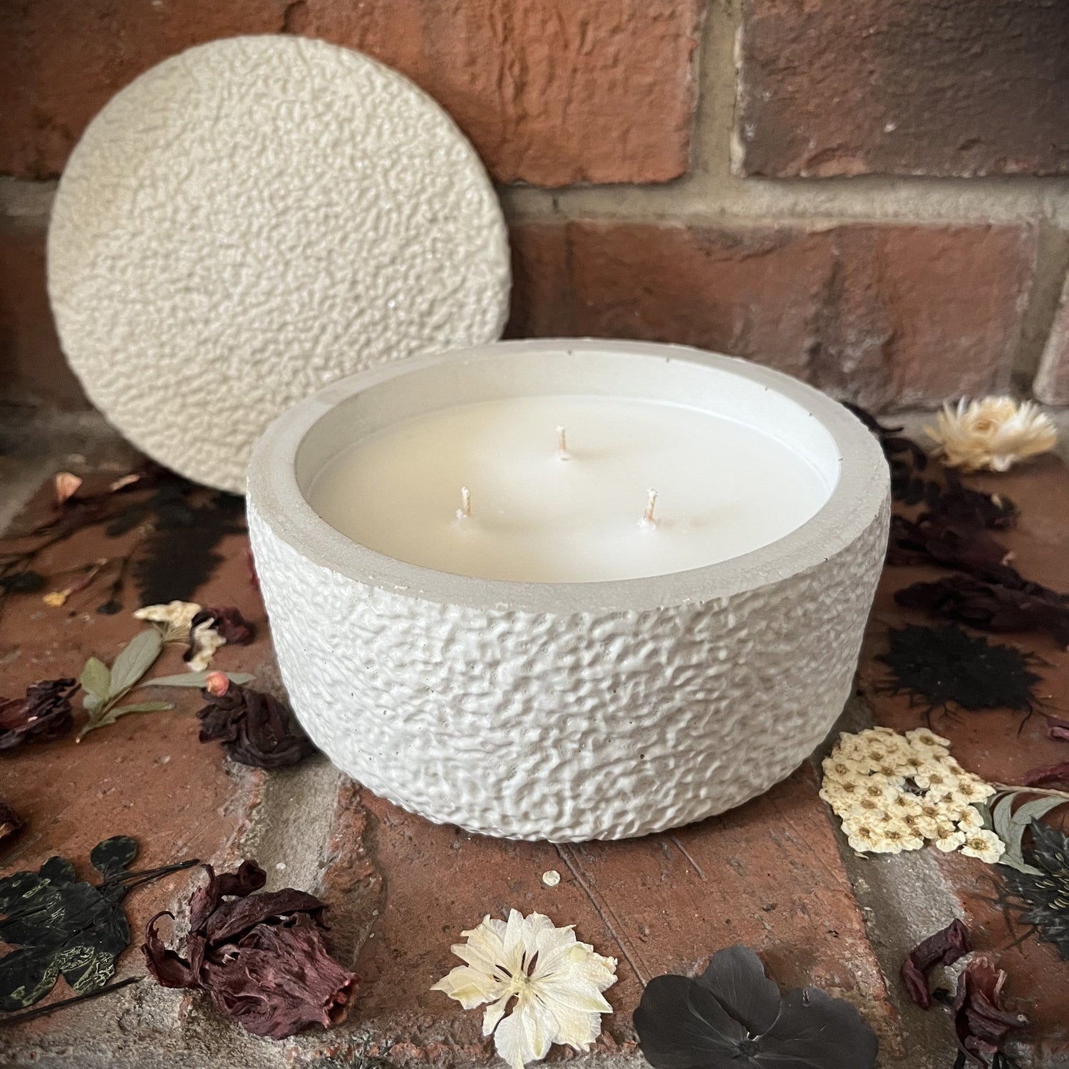 Handcrafted Textured Concrete/Stone Bowl 8.75 oz Candle