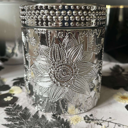 Vanilla Orchid- Metallic Lotus Glass 9.5 oz Candle (Silver)