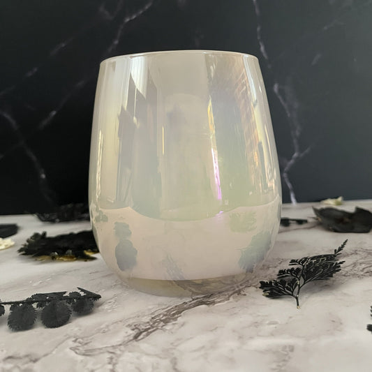 Arctic Ivy- Stemless Wine Glass 9.5 oz Candle (White / Cream)