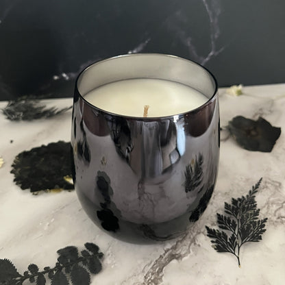 Moonflower Essence- Stemless Wine Glass 9.5 oz Candle (Black)