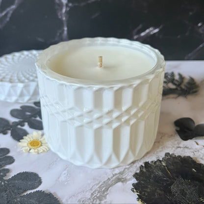 Coconut Milk & Sandalwood- Retro Glass 7 oz Candle (White)