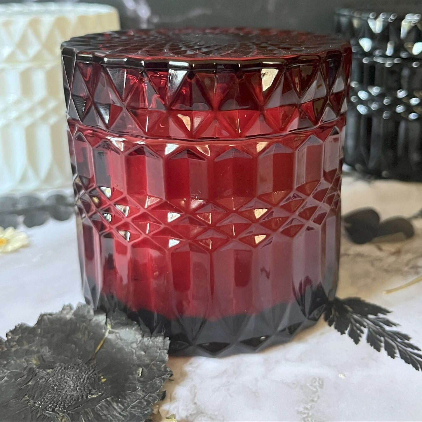 Black Cherry Merlot- Retro Glass 7 oz Candle (Red)