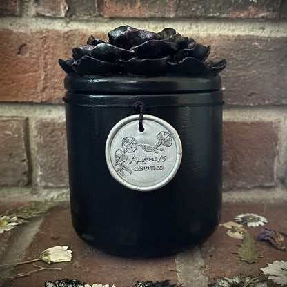 Black Currant & Jasmine- Handcrafted Elegant Bloom Concrete/Stone 13.5 oz Candle (Midnight Purple)