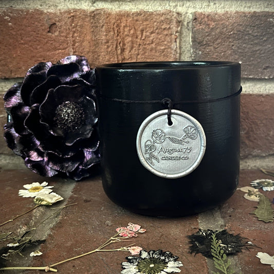 Black Currant & Jasmine- Handcrafted Elegant Bloom Concrete/Stone 13.5 oz Candle (Midnight Purple)