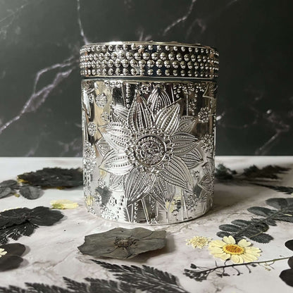 Vanilla Orchid- Metallic Lotus Glass 9.5 oz Candle (Silver)