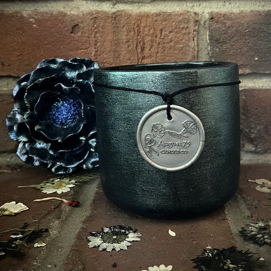 Vanilla Orchid- Handcrafted Elegant Bloom Concrete/Stone 13.5 oz Candle (Teal)