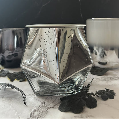 First Snowfall- Chic Hexagon 14.75 oz Candle (Speckled Silver)