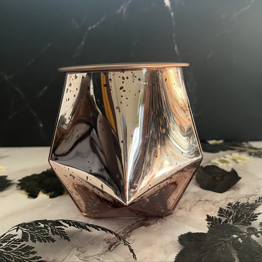Butterscotch Bourbon- Chic Hexagon 14.75 oz Candle (Speckled Rose Gold)