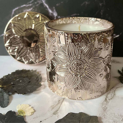 Gilded Mandarin- Metallic Lotus Glass 9.5 oz Candle (Rose Gold)