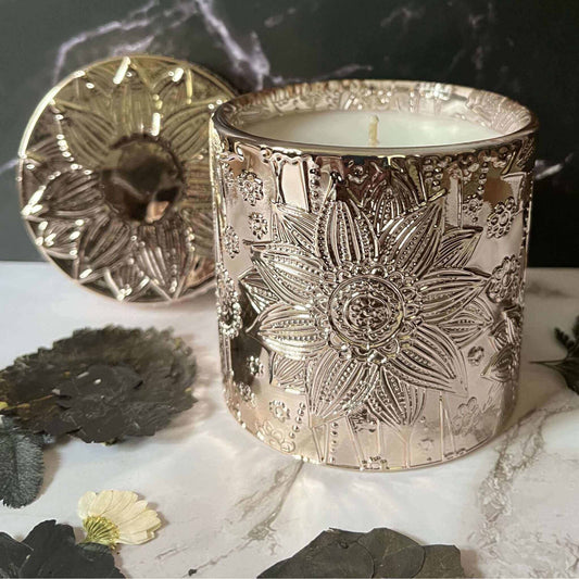 Cranberry Mimosa- Metallic Lotus Glass 9.5 oz Candle (Rose Gold)