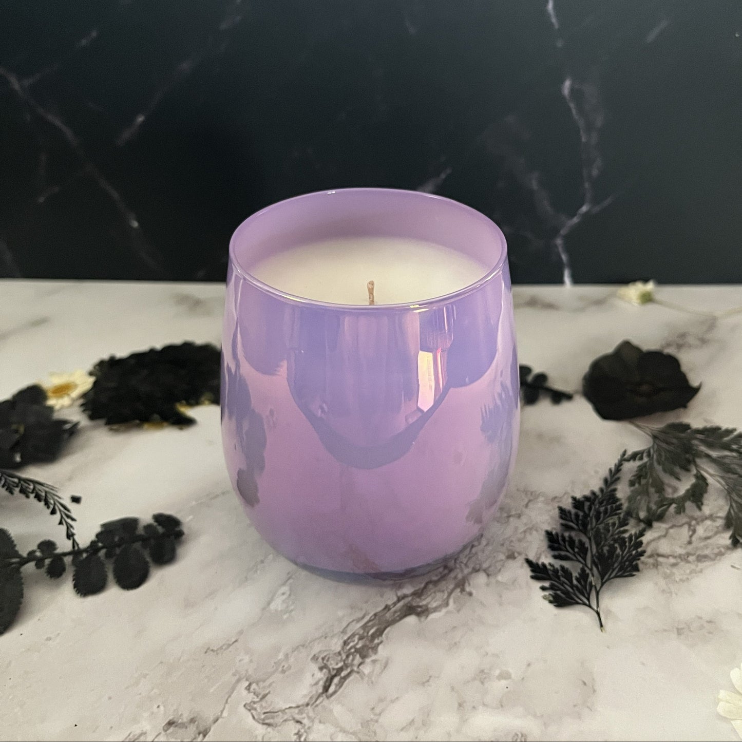 Rice Milk & Violet- Stemless Wine Glass 9.5 oz Candle (Lilac)