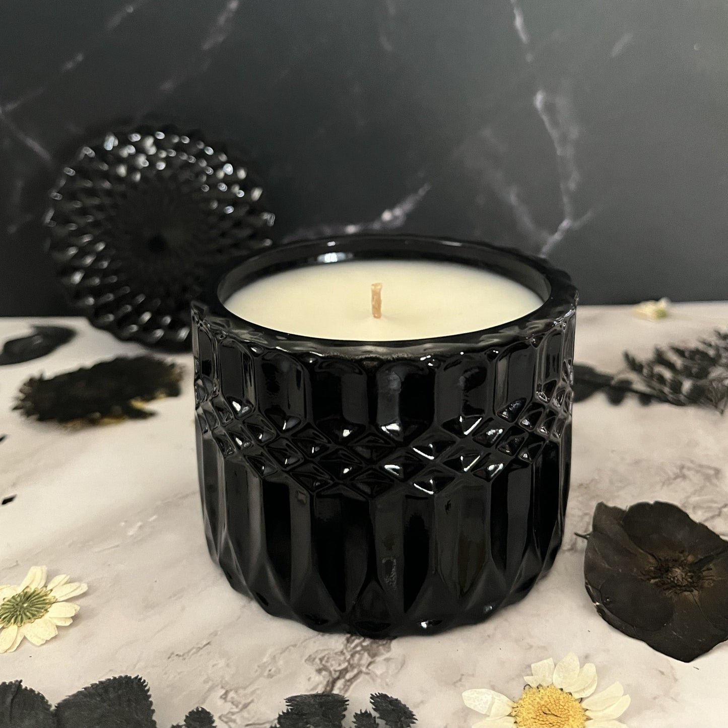 Sunkissed Plum & Amber- Retro Glass 7 oz Candle (Black)