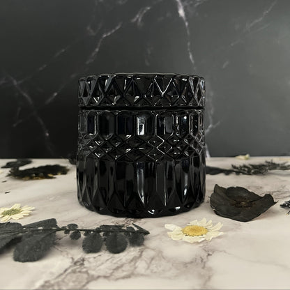 Sunkissed Plum & Amber- Retro Glass 7 oz Candle (Black)