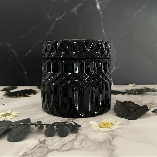 White Oak & Vanilla- Retro Glass 7 oz Candle (Black)