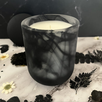 Moonflower Essence- Frosted Swirl Tumbler 10.5 oz Candle (Black / White)