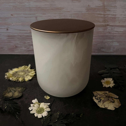 Cardamom & Cream- Frosted Swirl Tumbler 10.5 oz Candle (White)